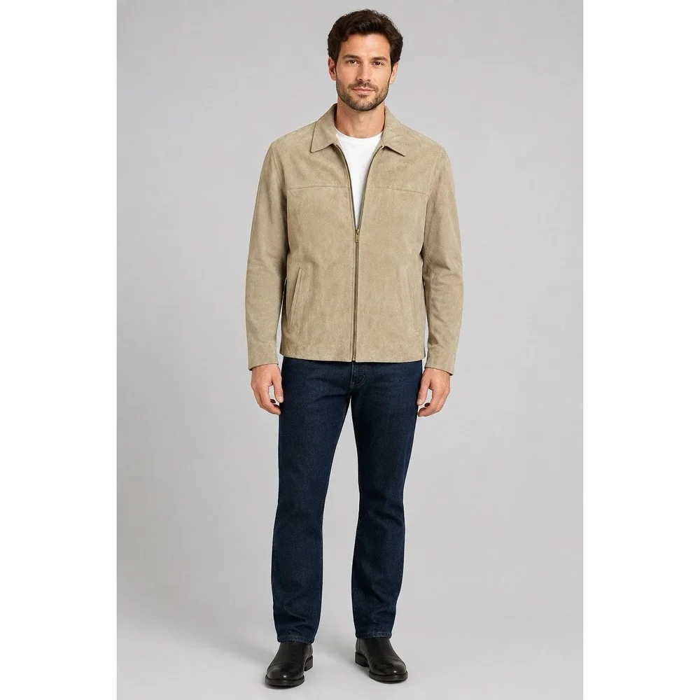 Wilsons Vintage Leather M. Julian Men's XXL Tan Suede Full Zip Jacket 2XL
